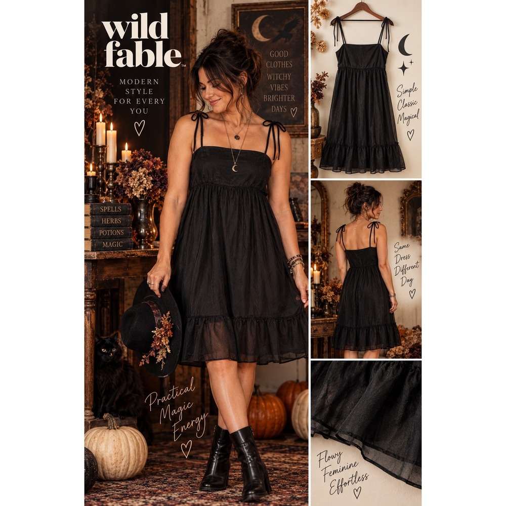 Wild Fable Black Shimmer Tiered Midi Dress NWT Small